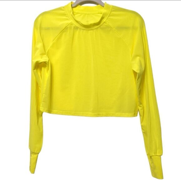 BUFFBUNNY Crystal Clear Long Sleeve Mesh Top Tiki Yellow M - Picture 2 of 8